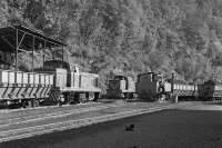 A busy scene at Oskova yard on the late afternoon of 27th September 2014, with 0-6-0T No. 25-30 about to depart for the washery on a rake of loaded wagons, while B-B diesel hydraulic No, 740-108 is also about to set off in the opposite direction with empties. In the background classmate No. 740-107 awaits its next duty which will be to pick up the empties once 25-30 has finished along at the washery.<br><br>[Bill Jamieson 27/09/2014]