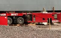 Detail of the heavy duty road vehicles being used to move the bridge structure on 8th July [see image 51909].<br><br>[Colin McDonald 08/07/2015]