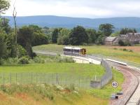 A Borders Railway Tweedbank - Newcraighall crew training turn about to cross Hardengreen Viaduct on 10 July on the approach to Eskbank station. <br><br>[John Furnevel 10/07/2015]