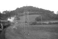 Standard tank 80063 takes the curve to Strowan Tunnel on 4 July 1964 with the last train from Comrie, the 6.45pm to Gleneagles. [Ref query 7903] <br><br>[John Robin 04/07/1964]