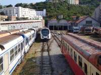 Stock of various vintages stabled in the yard at Bastia, Corsica, on 5 July 2015.<br><br>[John Thorn 05/07/2015]