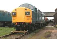 Smart looking preserved diesel locomotive 37097, photographed in November 2006 in the sidings of the Caledonian Railway Ltd at Bridge of Dun.<br><br>[John Furnevel 07/11/2006]