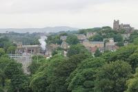 <I>Black 5</I> 45231 leaves Lancaster with <I>The Fellsman</I> on 22nd July 2015. The signal in the foreground of this image from Haverbreaks has the <I>feather</I> set for a train to use Platform 3.<br><br>[Mark Bartlett 22/07/2015]