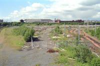 The former Gushetfaulds Freightliner Terminal looking west in 1998. Now part of the M74 extension.<br><br>[Ewan Crawford //1998]