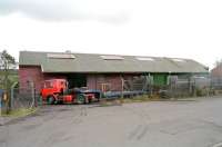 The former goods shed at Strathaven in 1996 [ref query 24722]. <br><br>[Ewan Crawford //1996]