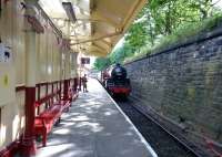 LMS <I>Crab</I> 13065 reverses smartly out of a distinctly dappled Bury Bolton Street station on 19 July to stable the stock of the Sunday dining train.<br><br>[Ken Strachan 19/07/2015]
