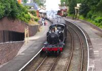 Collett 2-6-2T 5199 takes a train for Corwen away from Llangollen on 23 July 2015.<br><br>[Bruce McCartney 23/07/2015]