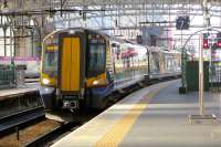 The 08.28 ex Ayr runs into Glasgow Central on 30 July to form the 09.32 to Waverley. Dead slow via Bellshill but it does pass Motherwell MPD. Arrival at Waverley is 10.54.<br><br>[Colin Miller 30/07/2015]