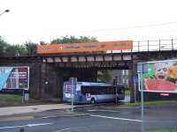 Surely one of the last locations retaining 'Strathclyde Red' imagery - this bridge over the B857 at Alexandria, with the 1980s livery still in good condition (certainly compared to the advertisement on the left...) <br><br>[Andrew Wilson 28/07/2015]