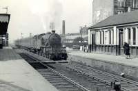 A Gresley V1 entering Shettleston station on 28 April 1958 with a Hyndland - Easterhouse train.<br><br>[G H Robin collection by courtesy of the Mitchell Library, Glasgow 28/04/1958]