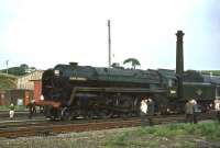 BR (Scottish Region) <I>Grand Rail Tour no 5</I> at Hellifield on 1 June 1968. Britannia Pacific no 70013 <I>Oliver Cromwell</I> had brought the special from Guide Bridge.<br><br>[John Robin 01/06/1968]