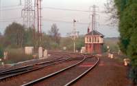 The sun sets on Gartcosh Junction signalbox in 1999, not long before its final closure.<br><br>[Ewan Crawford //1999]