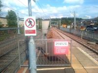 Looking north from Anniesland station on 11 September 2015, with preparations underway for the reinstatement of the junction linking the eastbound and westbound routes. [See image 4689]<br><br>[John Yellowlees 11/09/2015]