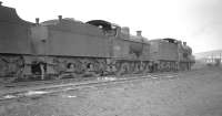 A pair of Fowler 4F 0-6-0s in the sidings at Sheffield Brightside in March 1961. 43872 was a Grimesthorpe engine, while 44457 hailed from Normanton.<br><br>[K A Gray 19/03/1961]