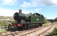 Ex-GWR Collett 0-6-2T no 5637, currently on loan from the East Somerset Railway, running round its train at Blaenavon High Level station on 12 September 2015. The station re-opened in 2011.<br><br>[Peter Todd 12/09/2015]