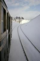 Climbing Borthwick Bank on an Edinburgh-Carlisle train on 23rd February 1963, one of the first trains to run over the entire Waverley Route after an 18-day snow blockage of the line south of Hawick. [See image 52638].<br><br>[Frank Spaven Collection (Courtesy David Spaven) 23/02/1963]