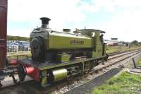 <I>Rosyth No 1</I> (Barclay 0-4-0ST 1835/1914) at Furnace Sidings on 12 September 2015 preparing to take out a train providing a shuttle service that day between the Whistle Inn and the Big Pit Museum.<br><br>[Peter Todd 12/09/2015]