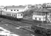 A DMU on the Cumbrian Coast route photographed at Millom in October 1983.<br><br>[John Furnevel 03/10/1983]