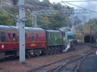 At the end of another Borders Railway commemorative steam special, Union of South Africa leads her train out of Waverley and back to Craigentinny.<br><br>[Andrew Wilson 24/09/2015]