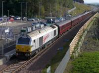 67026 'Diamond Jubilee' leads the returning steam special from Tweedbank past Newtongrange with 60009 <I>Union of South Africa</I> on the rear.<br><br>[Bill Roberton 27/09/2015]