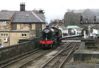 B1 61264 crossing the bridge over the Esk at Grosmont on 3 April 2008 on its way to the NYMR shed. <br><br>[John Furnevel 03/04/2008]