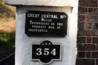 A Great Central Railway bridge sign at Rothley on 3 October 2015.<br><br>[Peter Todd 03/10/2015]