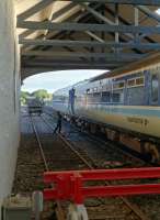 Train washing at Thurso in 1989, while the Ness Viaduct was down.<br><br>[Ewan Crawford //1989]