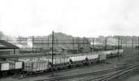 The crowded shed yard at Carlisle Upperby, seen from the footbridge on 24 June 1962. <br><br>[John Robin 24/06/1962]