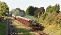 Another GCR based LMS loco kept busy during the 2015 Autumn Gala was <I>Jinty</I> 47406, seen here approaching Quorn and Woodhouse from Loughborough. The 3F 0-6-0T has sometimes gone on tour and appeared at other railways and in other guises [See image 41549]<br><br>[Peter Todd 02/10/2015]