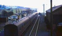 BR Standard 2-6-4 tank 80121 running round the last steam hauled train from St Enoch at East Kilbride station on 15 April 1966. [See image 47096]<br><br>[John Robin 15/04/1966]