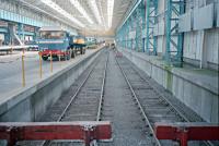 Loading bay for pipes inside Imperial Tubeworks in 1987. The sidings were out of use and two redundant shunters were at the far end beside the access doors. Access to the works was by means of a reversal near the location of Cairnhill Junction, Airdrie. Imperial has been demolished and this location is now the dead end of Craignish Lane.<br><br>[Ewan Crawford //1987]