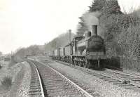 Caley 'Jumbo' 57334 passing the site of Bowling (CR) station in April 1958 with an eastbound freight.<br><br>[G H Robin collection by courtesy of the Mitchell Library, Glasgow 12/04/1958]