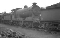 J37 0-6-0 64588 photographed on Parkhead shed in September 1961.<br><br>[K A Gray 25/09/1961]