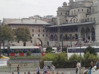 This tram has just crossed the Galata Bridge (over 'The Golden Horn') and is stopped at the Eminonu station in front of the New Mosque. 23 September 2015.<br><br>[John Thorn 23/09/2015]