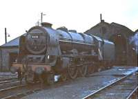 Royal Scot 46152 <I>The King's Dragoon Guardsman</I> standing in the shed yard at Stirling South on 7 February 1965, some two months before withdrawal. [Ref query 26627]<br><br>[John Robin 07/02/1965]