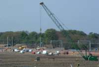 The Dolphingstone Deviation under construction in 2003. Note the doubled up catenary. View from the south. This deviation of the East Coast Mainline was necessary due to mining subsidence.<br><br>[Ewan Crawford 09/05/2003]