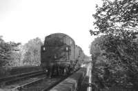 A pair of Standard tanks running light across Busby Viaduct on the evening of 30 May 1963.<br><br>[John Robin 30/05/1963]