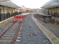 View from the entrance to the revamped Whitby station on 23 October 2015. Note the extended platform and new trackwork which provide extra capacity, allowing NYMR services from Pickering and the Esk Valley line to run into Whitby. [See image 21258]   <br><br>[David Pesterfield 23/10/2015]