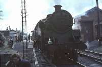 Standard tank 80121 following its arrival at East Kilbride on 15 April 1966 with the last steam hauled service from St Enoch. <br><br>[John Robin 15/04/1966]