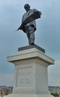 This is the statue of David Davies in Barry Docks, just outside the dock offices. He was a railway contractor, industrialist, promoter of the Barry Docks and associated railways, and MP.<br><br>[Ewan Crawford 22/06/2003]