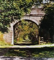 View north along the trackbed of the Ballachulish branch near the caravan site at North Ledaig in May 2001. [See image 30141]<br><br>[Colin McDonald 26/05/2001]