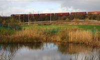 Coal empties, seen here just west of Baillieston station, roll down the gradient towards Rutherglen Junction rather faster than they climbed it when loaded and en route to Longannet. <br><br>[Colin McDonald 19/11/2015]