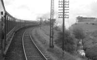 Fairburn tank 42244 climbing past Eastwood signal box on the East Kilbride branch towards Busby Junction on 23 June 1962 with a Glasgow bound train. [Ref query 3946] <br><br>[John Robin 23/06/1962]