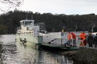 <I>Cumbria's answer to Cal-Mac?</I> Whilst the steamers that operate the full length of Windermere were once owned by the Furness Railway the ferry that crosses the narrows just south of Bowness has never had that connection. The current diesel vessel <I>Mallard</I> is cable operated and can carry up to eighteen cars and one hundred passengers. It is seen here loading at Bowness prior to making the ten minute crossing to the west side on 21st November 2015. <br><br>[Mark Bartlett 21/11/2015]