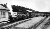 A well loaded train waits to depart from Ravenglass station, possibly in the 1930s. The picture is from a postcard in my collection and I would be interested if anyone is able to put a date to it.<br><br>[John McIntyre Collection //]