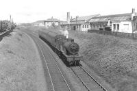 A Largs - Kilwinning train approaching Parkhouse Junction, Ardrossan, on 24 May 1960. The locomotive is Hurlford based Fowler 2P 4-4-0 no 40595. [Ref query 14927] <br><br>[G H Robin collection by courtesy of the Mitchell Library, Glasgow 24/05/1960]