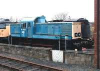 14901 (originally D9524) in the sidings at Bo'ness in January 2005.  Built at Swindon in 1964 it was withdrawn from Landore shed in May 1969 and subsequently purchased by BP for industrial use at Grangemouth. It eventually became surplus to requirements and was donated to SRPS, Bo'ness, in 1981. The locomotive was sold on in 2006. [See image 48156]<br><br>[John Furnevel 24/01/2005]