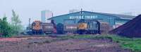 Deanside Transit viewed from the north/west in 1988 with a 37 and two 08s shunting. [Access, and jacket, arranged by kind permission of Deanside Transit.]<br><br>[Ewan Crawford //1988]