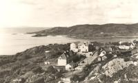 Morar station and level crossing from above. Note the camping coach in the siding to the north end of the station. Postcard in my collection.<br><br>[Ewan Crawford Collection //]