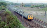 An eastbound DMU passes Portobello East Junction in 1988.<br><br>[Ewan Crawford 12/06/1988]